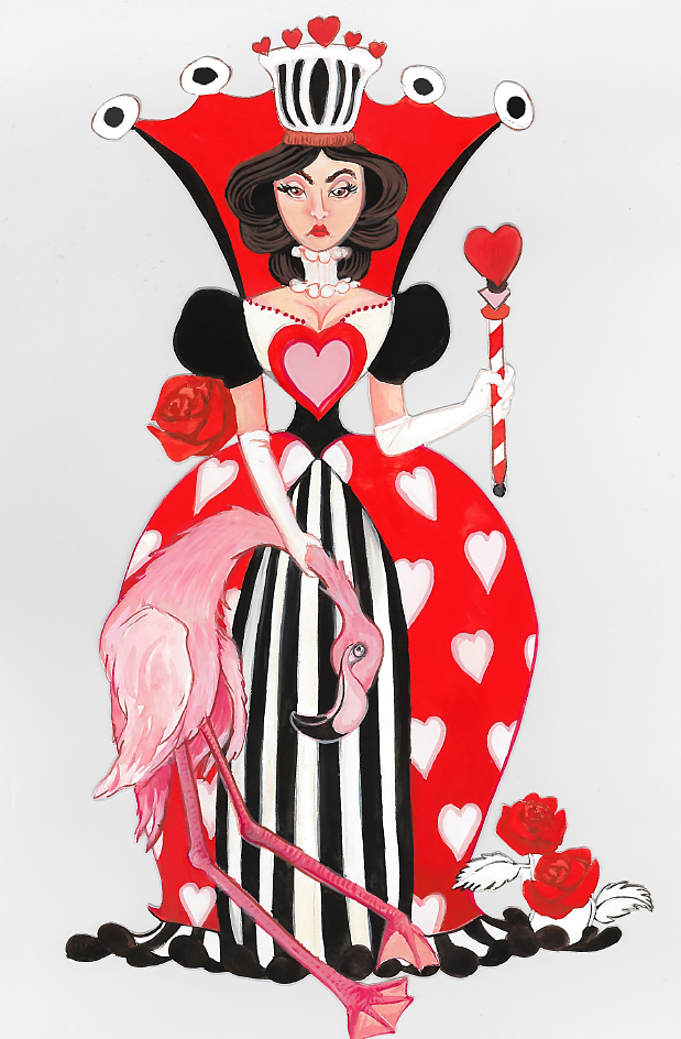 Her Majesty plays croquet - Gouache