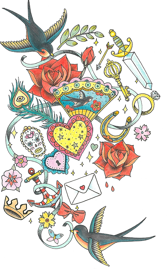 Old School Tattoos - Color Pencils