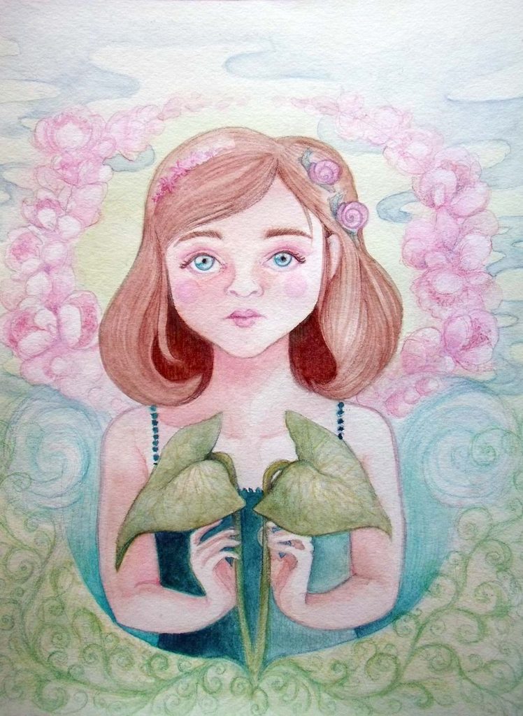 Fillette spatiphilum – Watercolor
