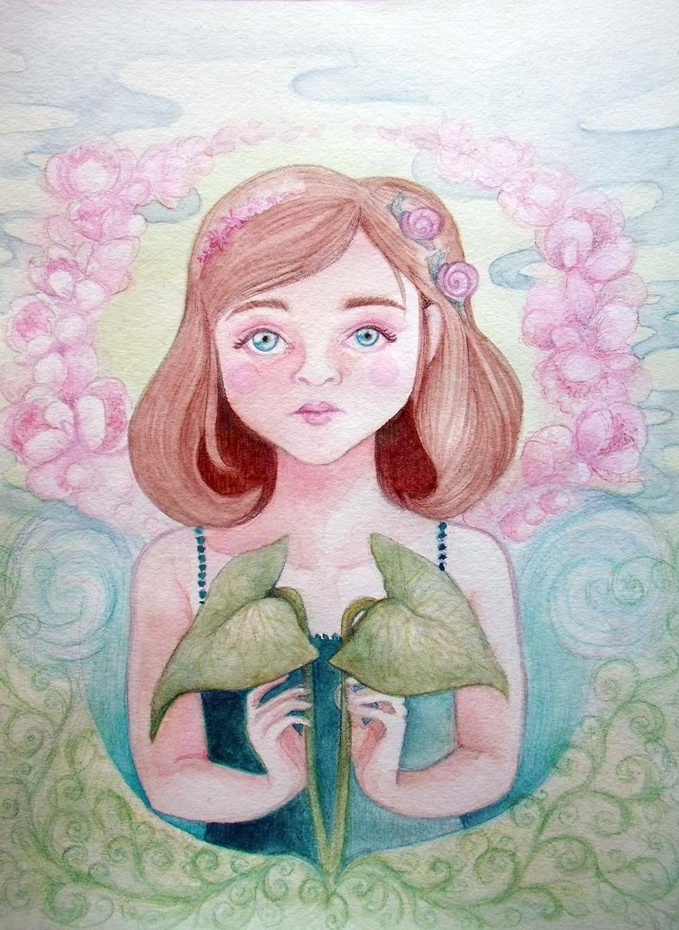 Fillette spatiphilum - Watercolor