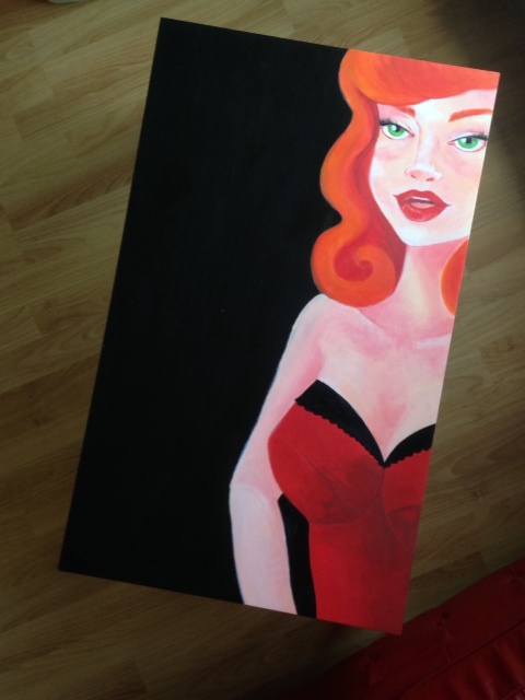Pin-up girl - Acrylic on coffee table